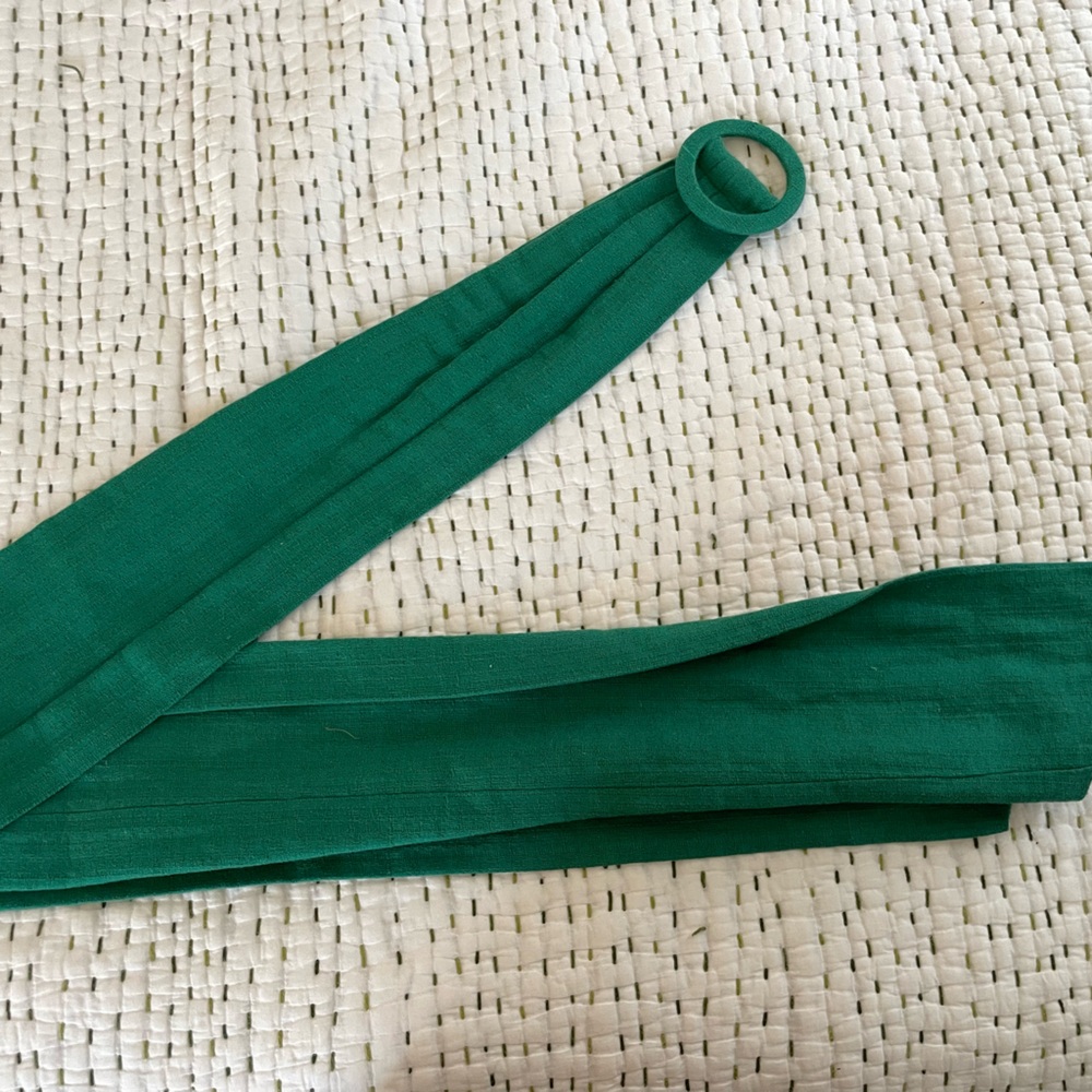 Anthropologie Green Fabric Belt with Ring Buckle